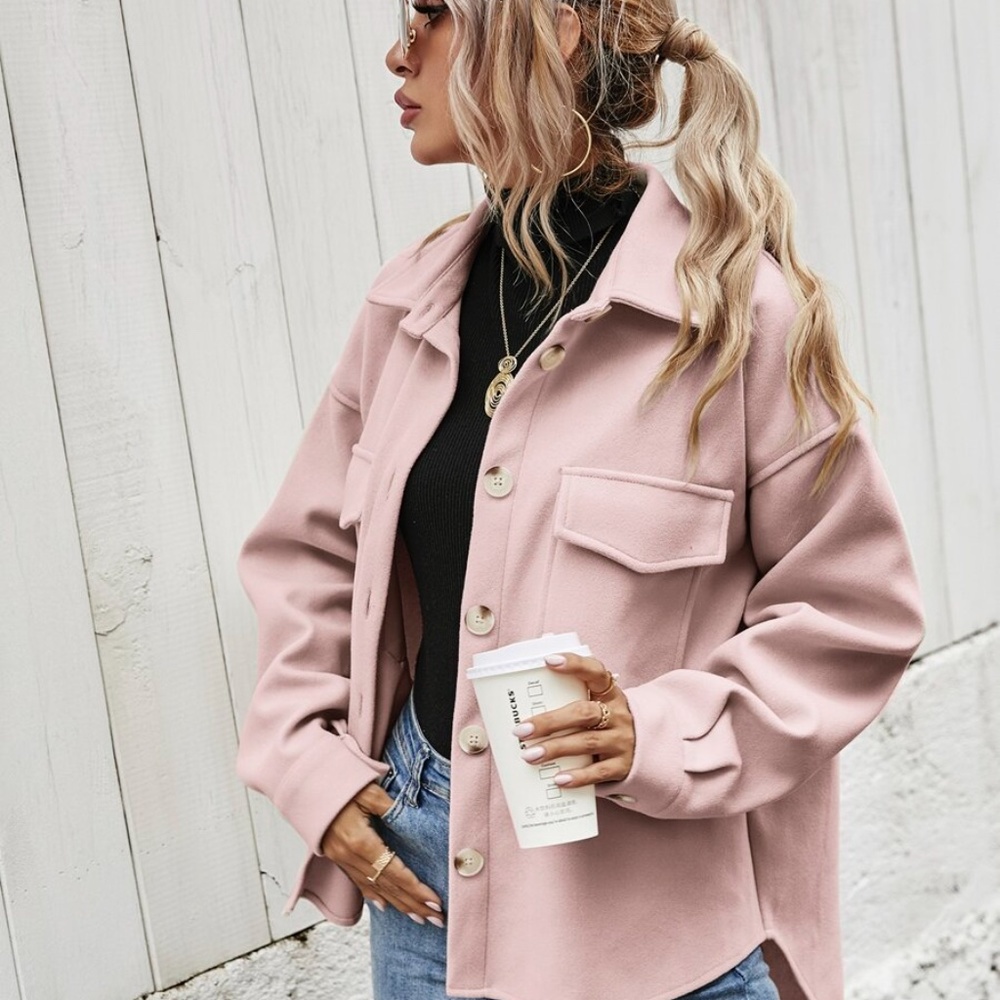 Cozy Cream Boyfriend fit oversized shacket jacket - Picture 7 of 16